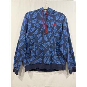 Nike All over Logo Hoodie Blue With Red Accents Large Streetwear Casual